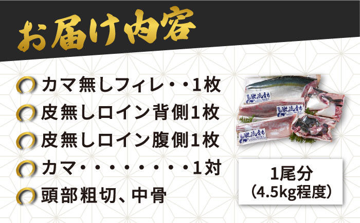 ブリ フィレ 一本まるごとセット（4.5kg程度1尾分）/ ぶり 鰤 刺身 鮮魚 海鮮 海産物  上五島