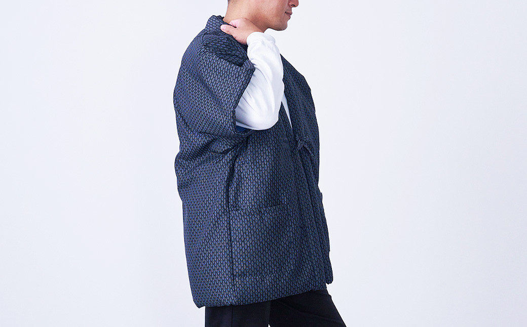 綿入れ やっこ半纏 (半袖) 糸巻き柄 (2色)