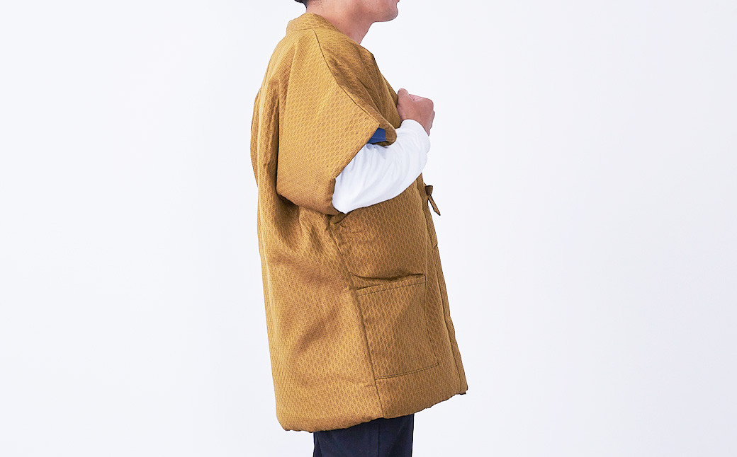 綿入れ やっこ半纏 (半袖) 糸巻き柄 (2色)