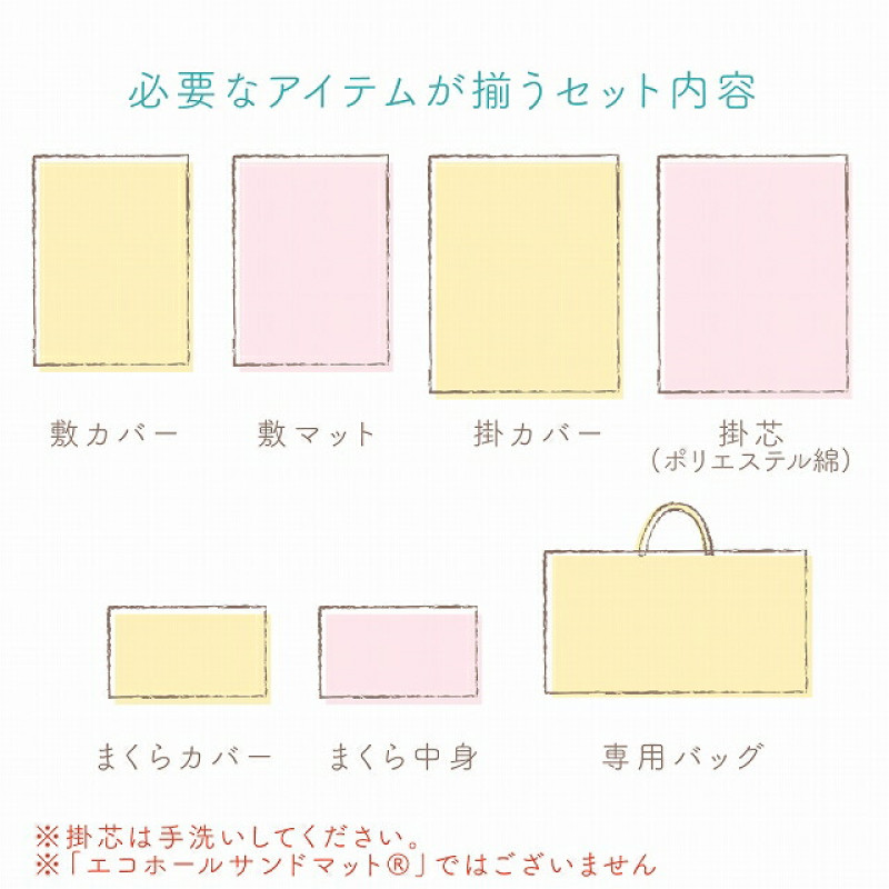 【赤ちゃんの城】お昼寝セット (掛ふとん 敷ふとん 枕) 持ち運び 便利