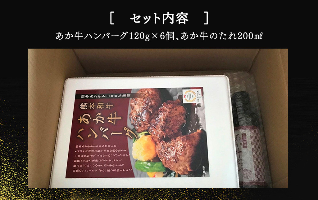 あか牛 100% ハンバーグ セット(あか牛ハンバーグ120g×6個、あか牛のたれ200ml付き)