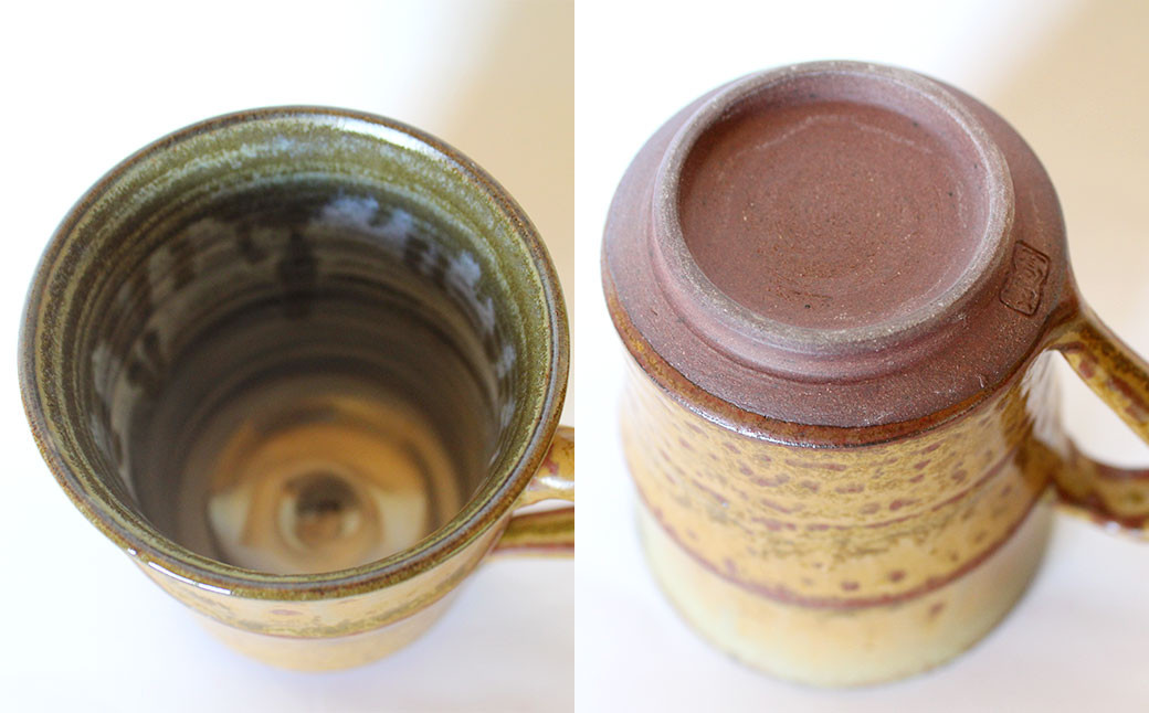 高取焼 竹 マグカップ 重さ160g 高さ9cm 横10cm（取っ手を含む） 口径7.5cm