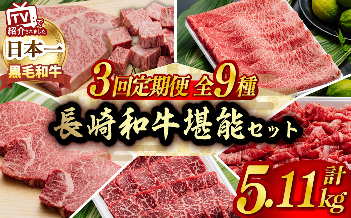 NA50 【総計5.1kg 長崎和牛を食べつくし!!】長崎和牛3回お届け便【肉のあいかわ】-1