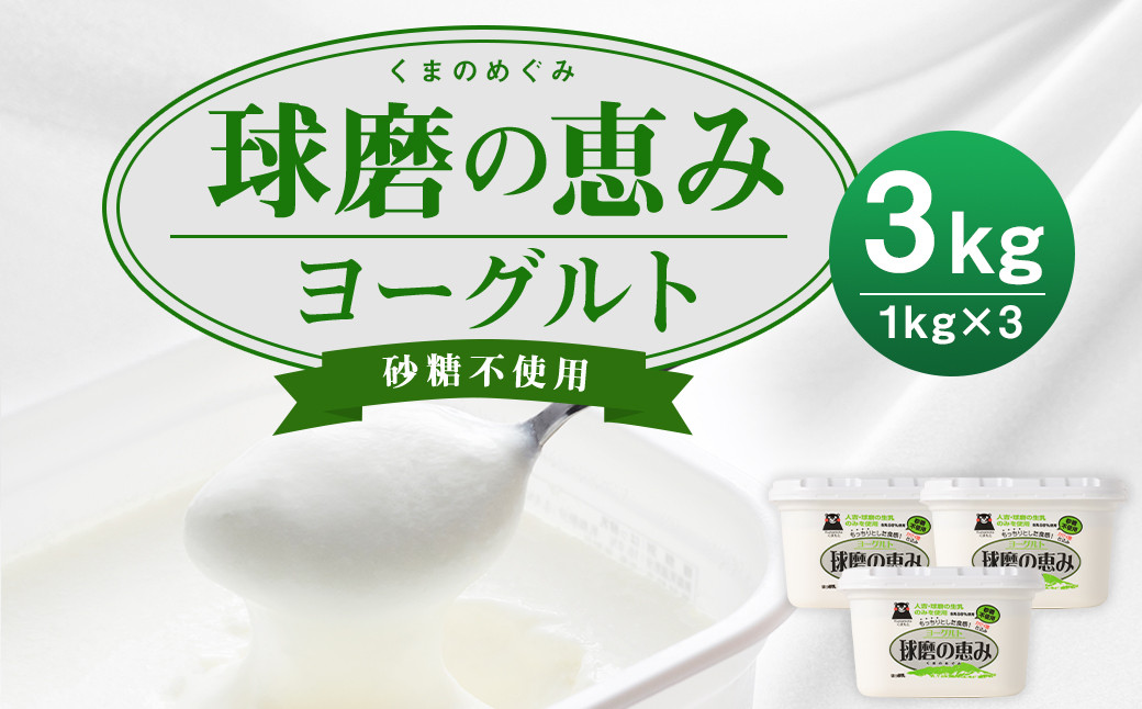 球磨の恵み ヨーグルト 砂糖不使用 1kg×3パック 合計3kg