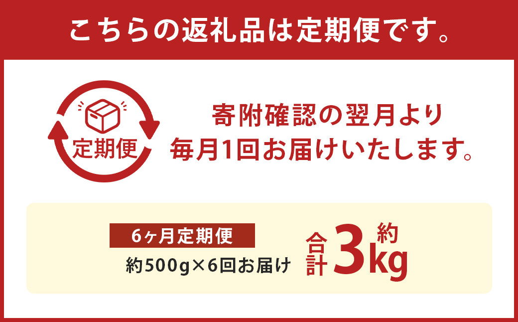 【6か月定期便】 熊本産 馬肉のしゃぶしゃぶ 約3kg(約500g×6か月)