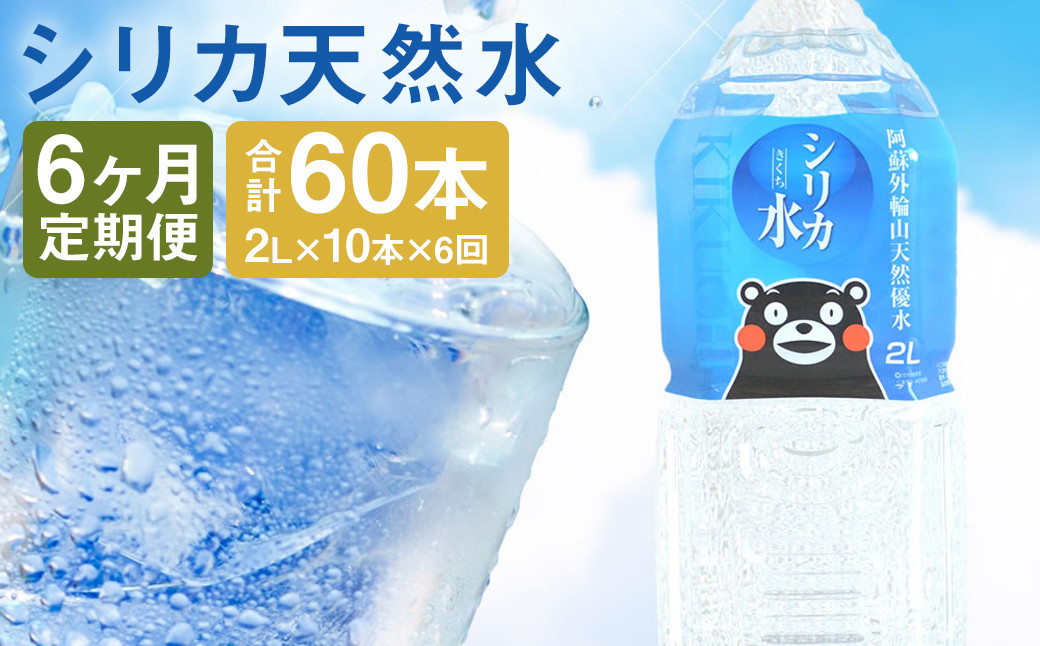 【定期便6回】シリカ天然水 2L×10本 計60本