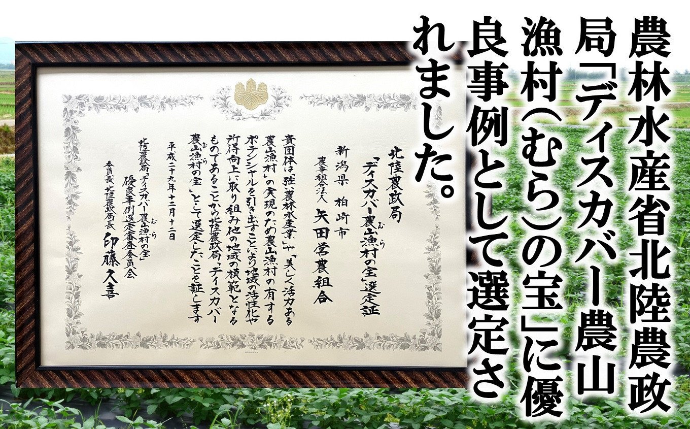 農林水産省にて、農山漁村活性化に係る取組の優良事例を選定し全国に発信する取組で、平成29年に北陸農政局より選定されました。