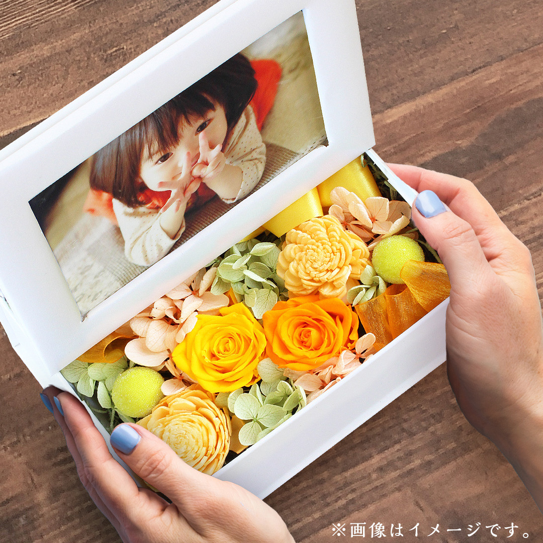 選べるカラーバリエーション10色 プリザーブドフラワー フォトBOX 「KAREN(カレン)」