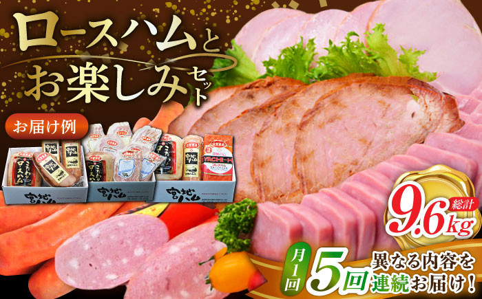 【5回定期便】 宮地ハム こだわりロースハムとお楽しみセット 総計9.6kg 詰め合わせ /宮地ハム [UBM001] 豚肉 豚