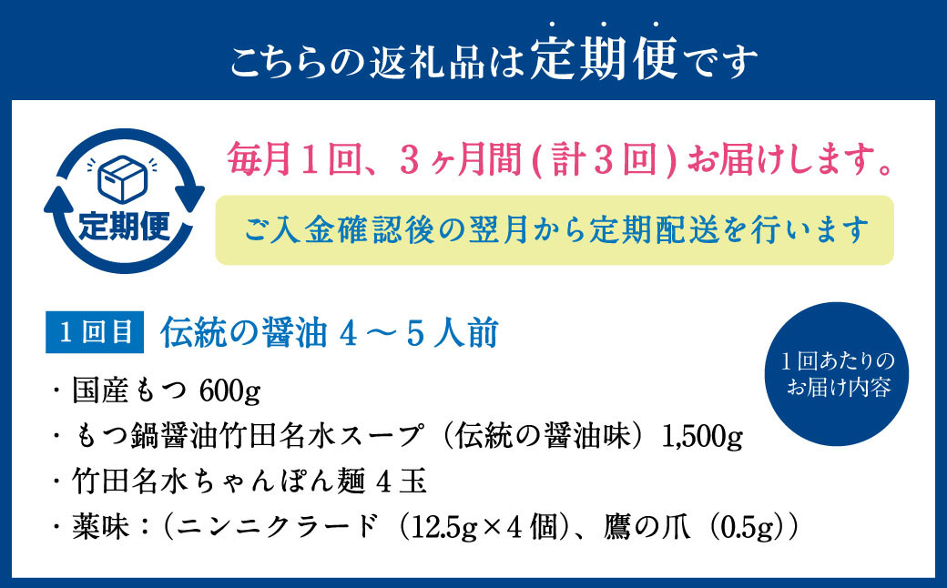 【3回定期便】もつ鍋 3種食べ比べ 4~5人前 醤油 塩とんこつ 味噌【陽はまたのぼる】