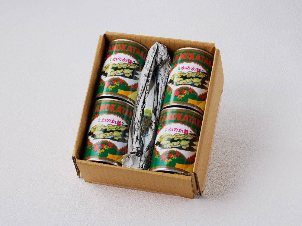 大江町柳川産 原木かのか茸(ブナハリタケ)水煮200g×4缶(固形量)