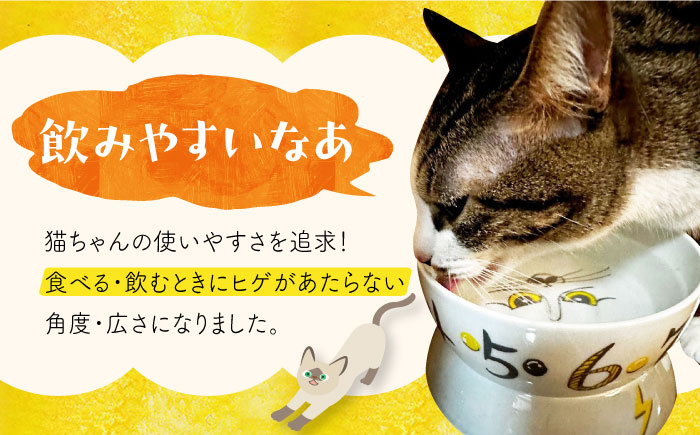 猫 CAT ごはん フード 水 ウォーター ボウル 健康 観察 波佐見焼 愛猫 ケア ペット エサ 器 食器 ネコ 皿