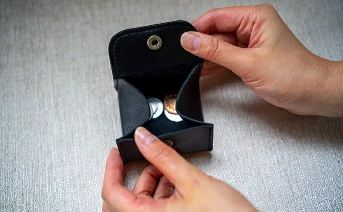 本革コインケース（こげ茶色）7.5×7.5cm【ann's  jam・ハンドメイド品】