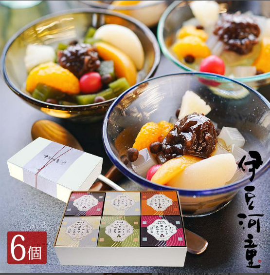 みかん、ももなどが彩る華やかな、ところてんで作るあんみつセット