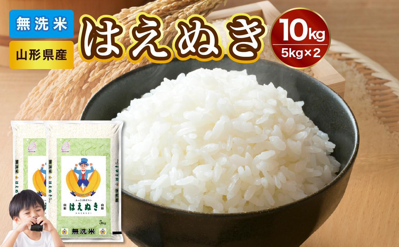 山形県産 無洗米 はえぬき10kg（5kg×2袋）【山形県産 BG精米製法】