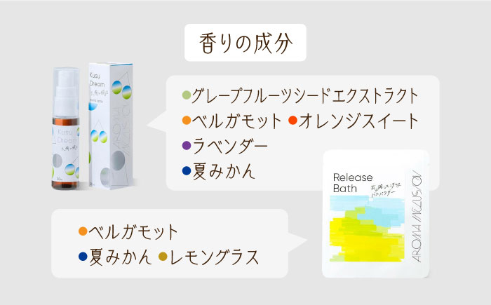 アロマフレグランススプレー（大楠と眠る）・Release 武雄レモングラスバスパウダー /愛まんてん [UBD010]