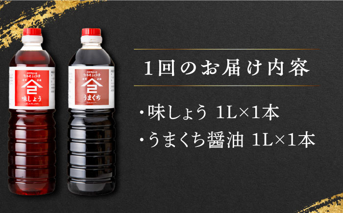 【3回定期便】なるせみそ・しょうゆの醤油 2本セット（味しょう・うまくち醤油 1L×2種）/角味噌醤油 [UAX020]
