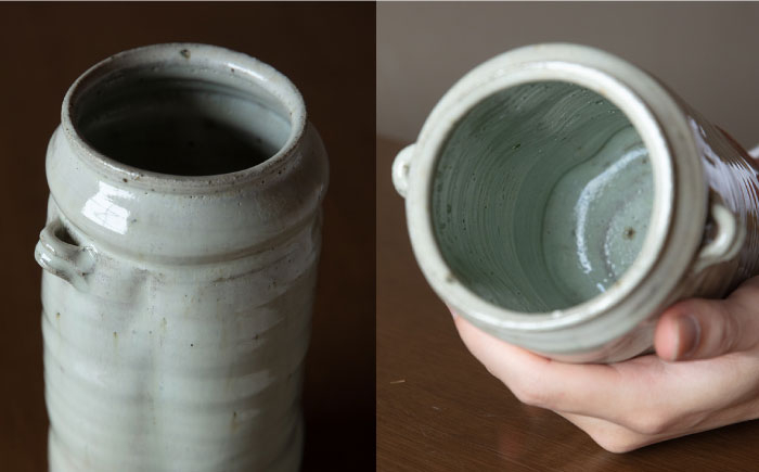 伝統工芸品 土師窯 藁釉花入 花瓶 陶芸品 かびん 花入れ やきもの 陶芸