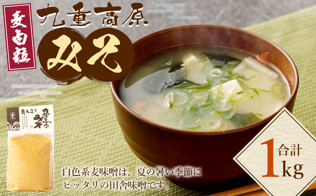 九重高原みそ (麦白粒) 1kg×1袋