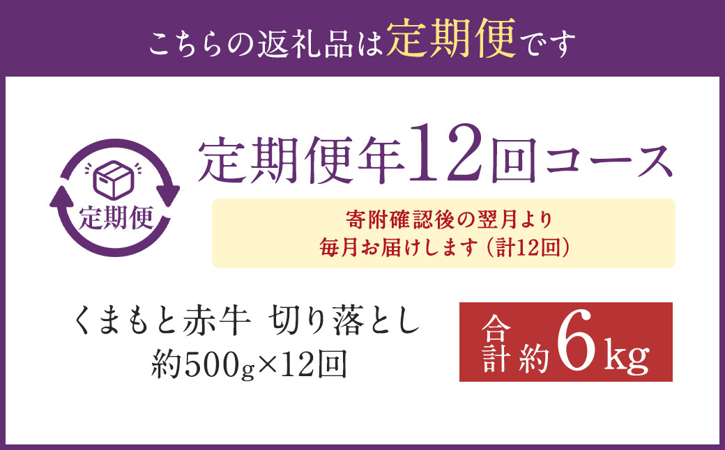 【12ヶ月定期便】赤牛切り落とし500g