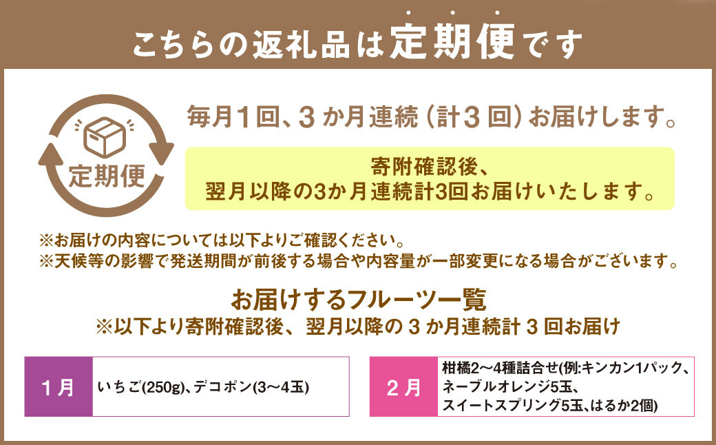 【3か月連続定期便】熊本便り!旬のフルーツ詰め合わせ定期便