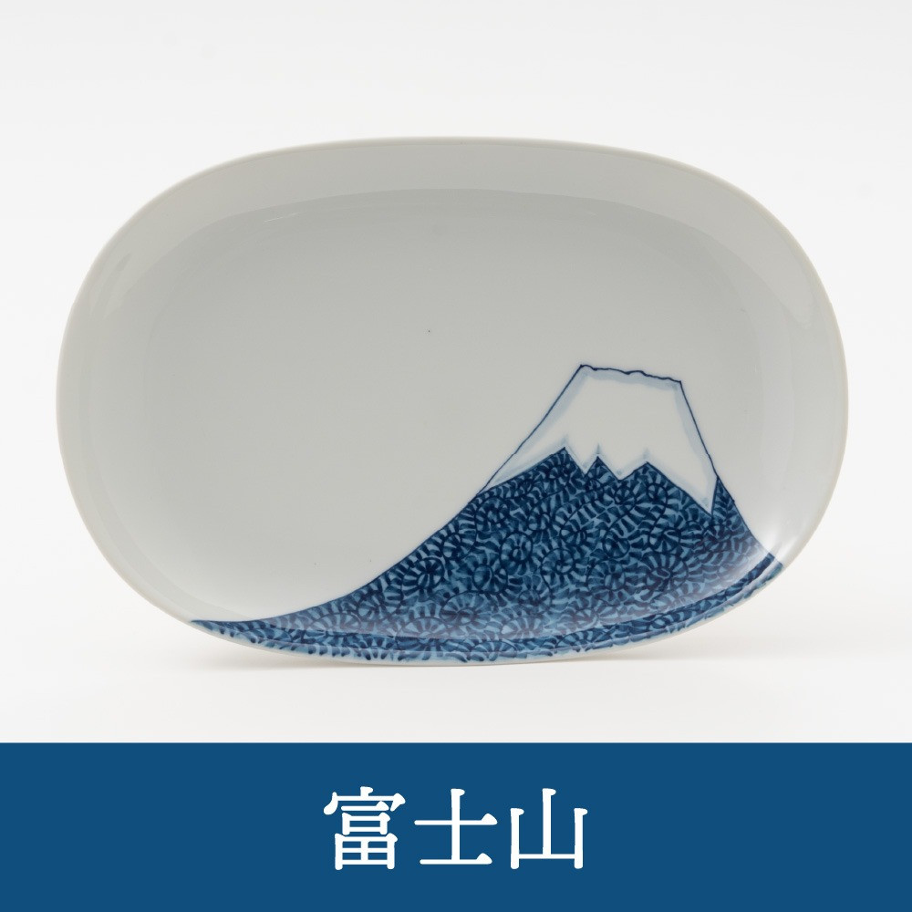 4種類のうちご希望の柄の皿を1個お届けします。(丸・3本・横一本・富士山)
