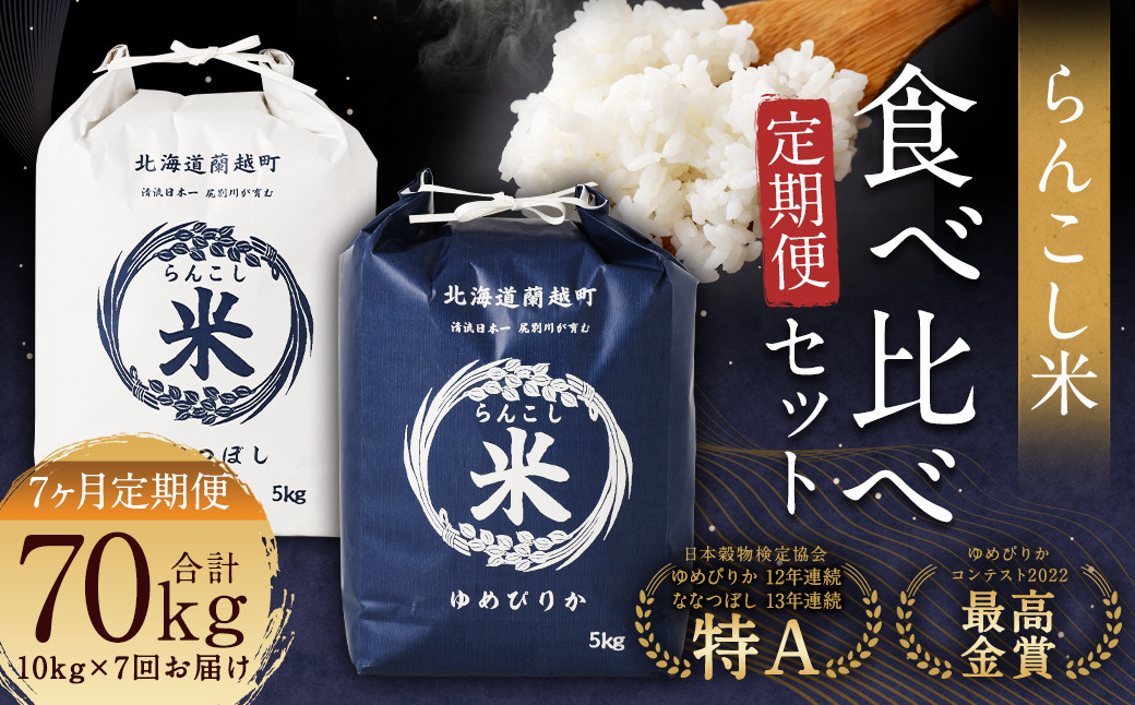 【7ヶ月定期便】らんこし米食べ比べ （ななつぼし・ゆめぴりか）各5kg