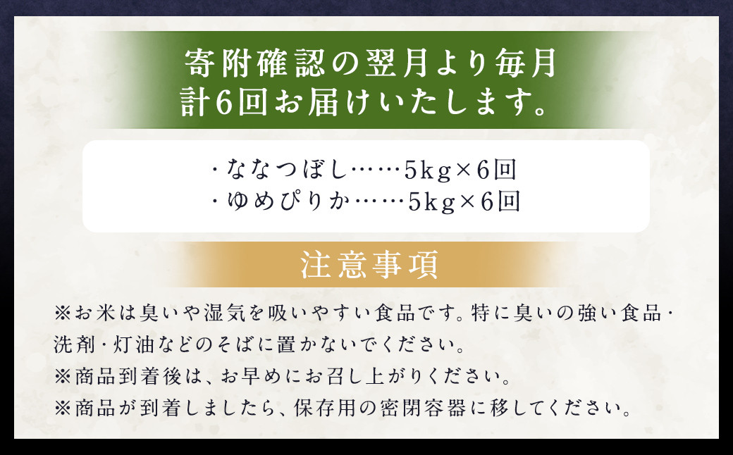 【6ヶ月定期便】らんこし米食べ比べ（ななつぼし・ゆめぴりか）各5kg