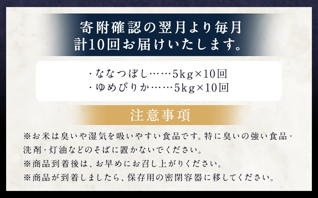 【10ヶ月定期便】らんこし米食べ比べ（ななつぼし・ゆめぴりか）各5kg