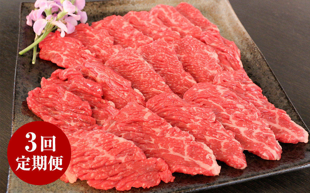 【3回定期便】【GI認証】くまもとあか牛 ロース 焼肉用 500g