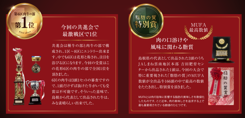 2022年に行われた和牛オリンピックにて、肉質日本一となりました。