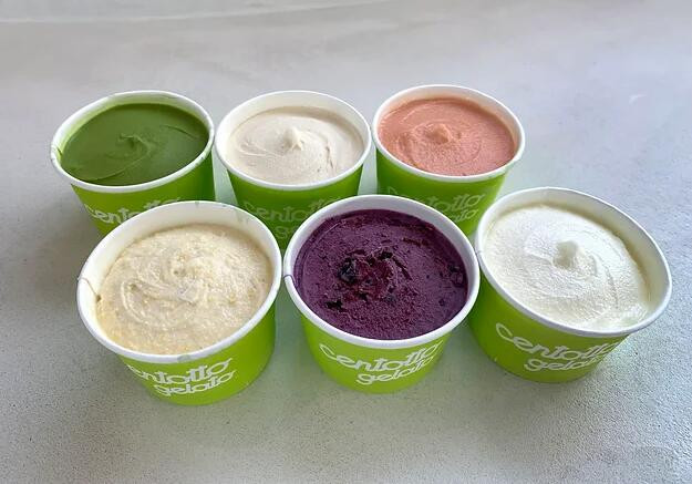 レギュラーフレーバー6種。とうもろこし・なつはぜタルト・黒姫高原牛乳・えんめい茶・トマト・甘酒