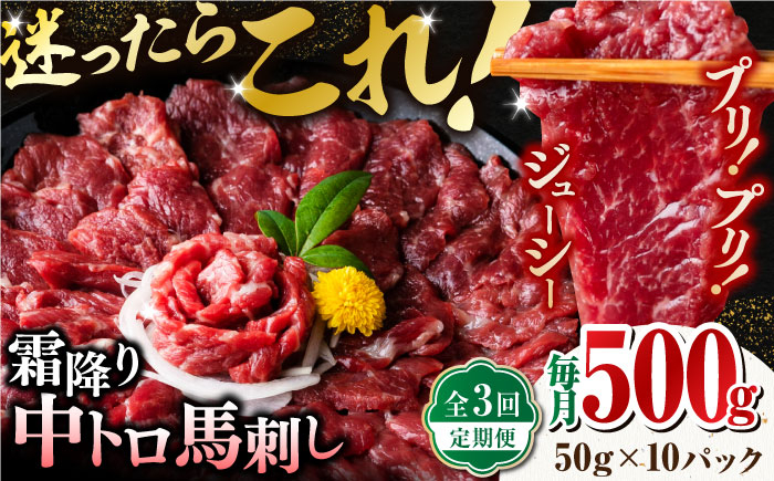 霜降り中トロ馬刺し 計500g 熊本 馬刺し 専用醤油付き 霜降り 中トロ サシ ばさし バサシ 馬刺 山鹿市 おつまみ 小分け