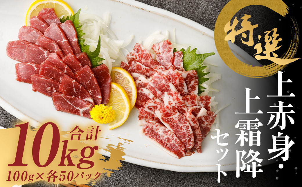 特選 上赤身 馬刺し 約5kg 特選 上霜降り 馬刺し 約5kg 計約10kg 
