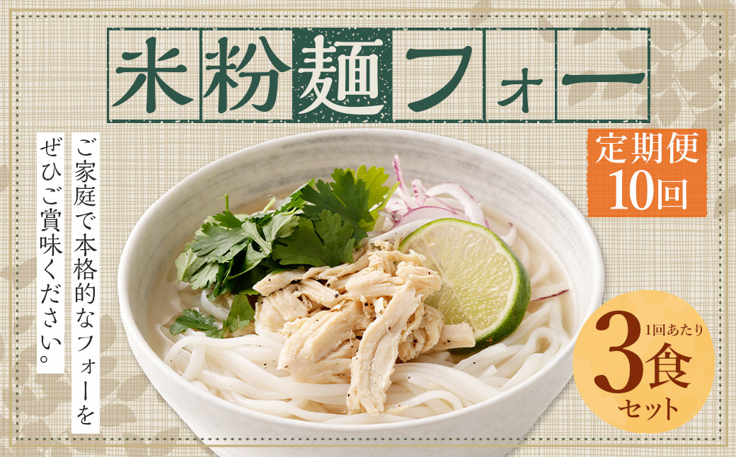 【10ヶ月 定期便】米粉麺 フォー 3食 セット（麺のみ +1パック）