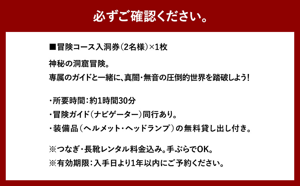【日本三大鍾乳洞】龍河洞 冒険コース 《ペア入洞券》 