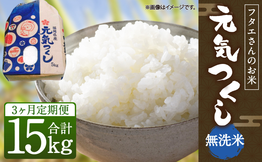 【3回定期便】フタエさんの お米 元気つくし 無洗米 5kg×3回 計15kg