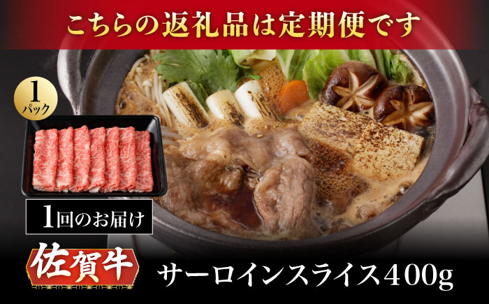 【12回定期便】A5等級 佐賀牛 サーロインスライス 400g（400g×1パック）/ナチュラルフーズ [UBH112]