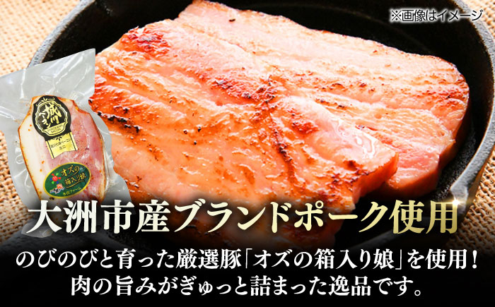 大洲市産ブランドポーク『オズの箱入り娘』を使用したベーコンブロック(七味入り)×3ケ