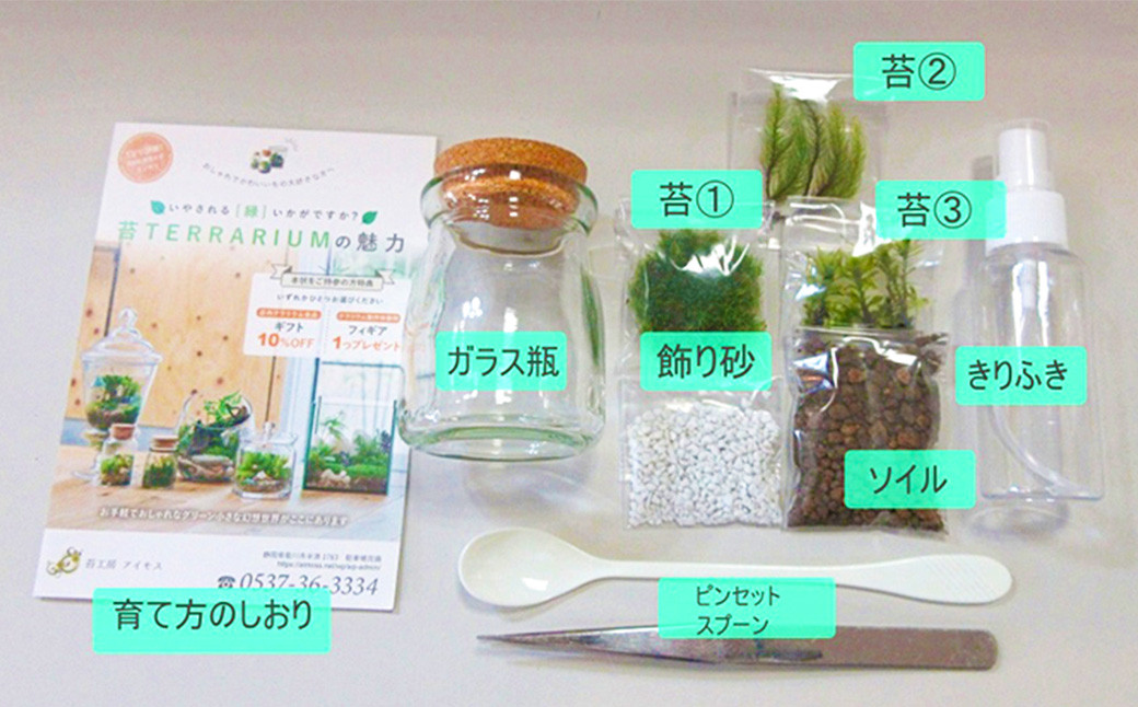おうちで作ろう♪苔テラリウム手づくりキット小瓶 選べるアイテム【おうち時間】【インテリア】