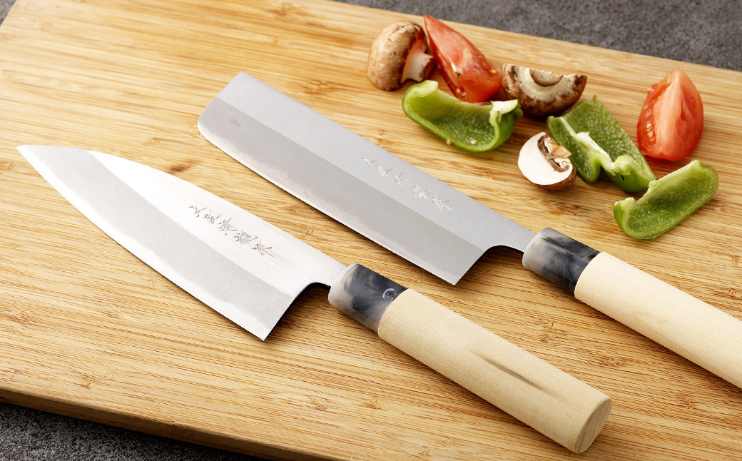 【土佐打刃物】磨万能舟行型・菜切 各16.5cm 2本セット（両刃）