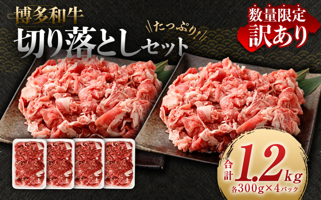 【数量限定 訳あり】【A4・A5】 博多和牛 切り落とし 合計約1.2kg 牛肉 和牛 肉 お肉 国産 冷凍 岡垣町