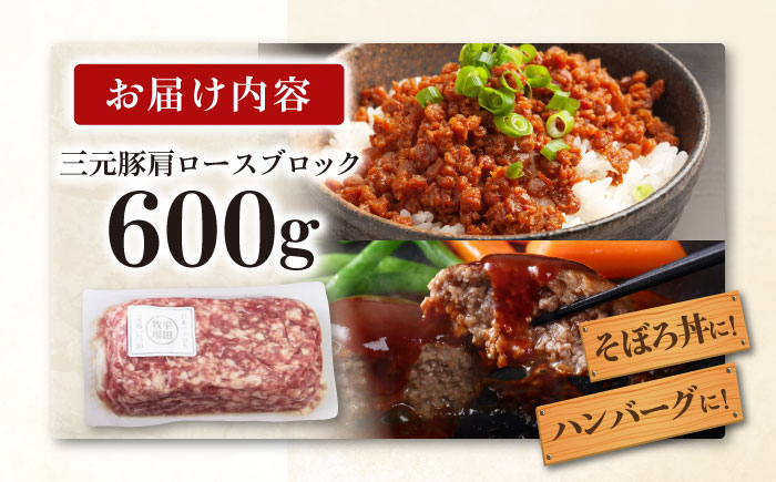 三元豚 ひき肉600g  肉 豚肉 ミンチ 豚ミンチ 餃子 つくね 冷凍配送