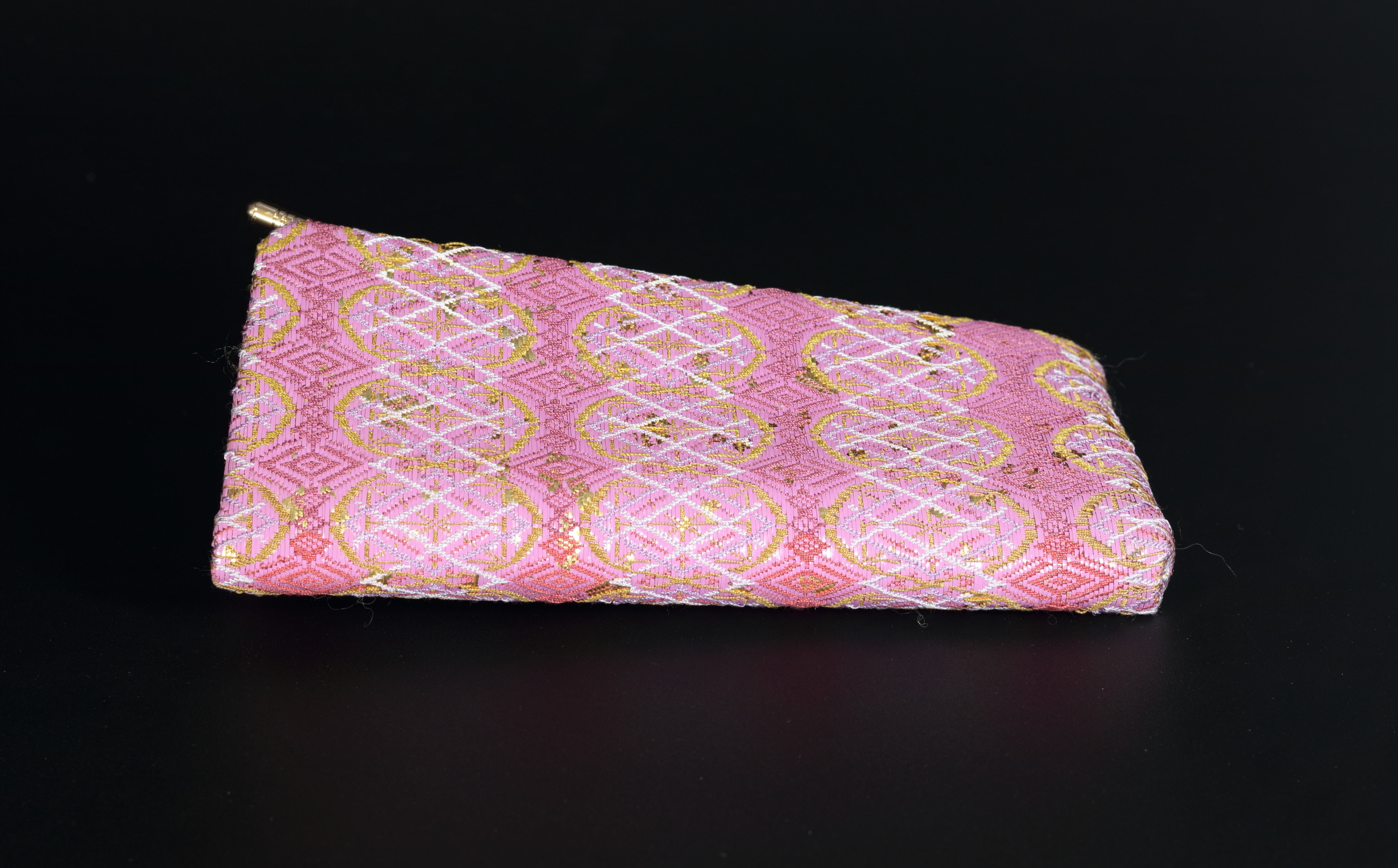 井手美弥子 佐賀錦 中紅花丸に幾何学模様(ペンケース)