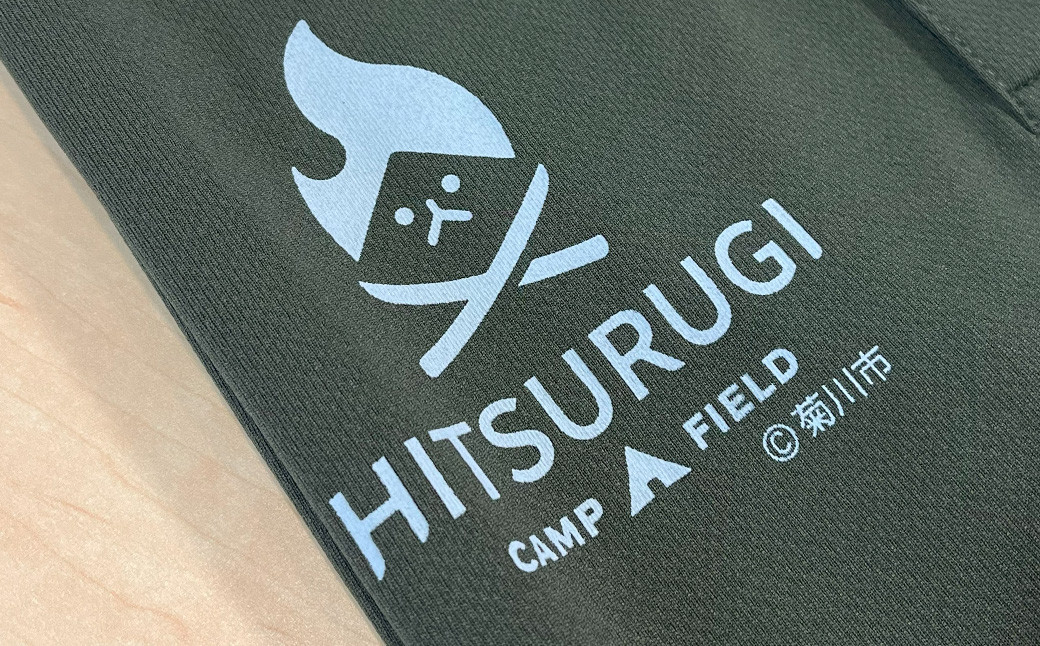 火剣山キャンプ場 ロゴ入り オリジナルポロシャツ ポロシャツ（アーミーグリーン）×ロゴマーク（グレー）【LLサイズ】