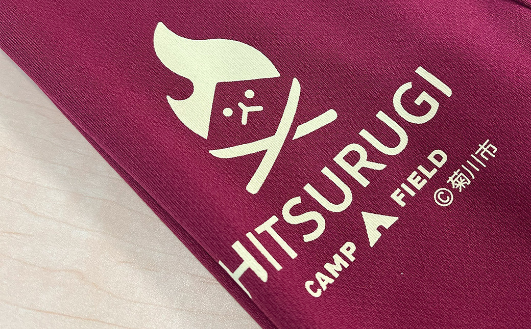 火剣山キャンプ場 ロゴ入り オリジナルポロシャツ ポロシャツ（バーガンディ）×ロゴマーク（クリーム） 【3Lサイズ】