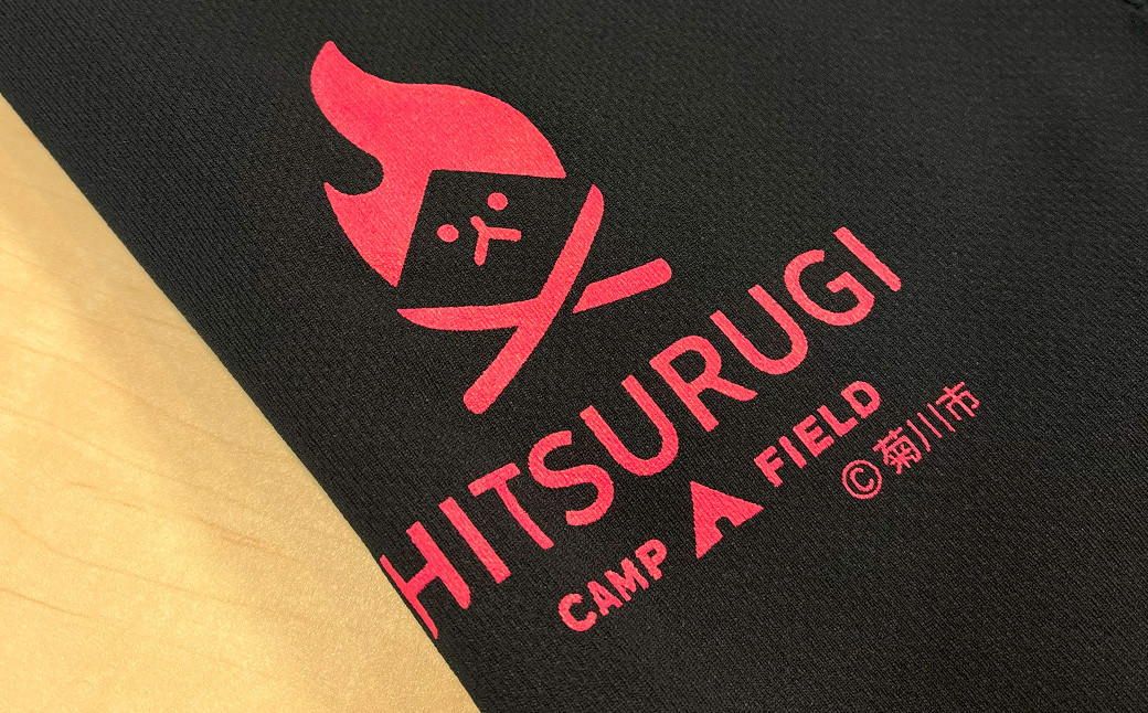 火剣山キャンプ場 ロゴ入り オリジナルポロシャツ ポロシャツ（ブラック）×ロゴマーク（赤）【S／M／L／LL／3L】