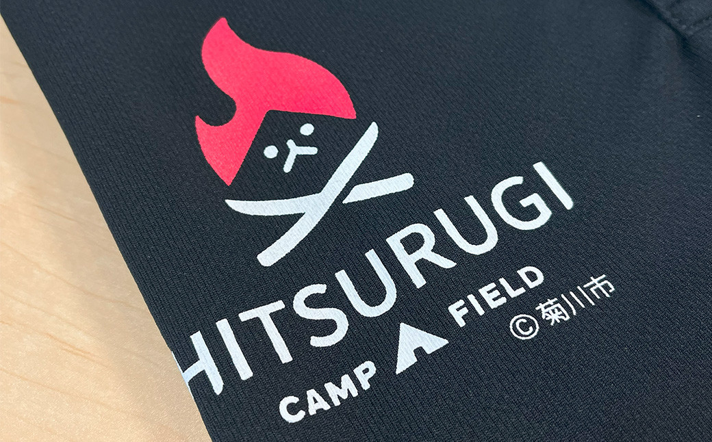 火剣山キャンプ場 ロゴ入り オリジナルポロシャツ ポロシャツ（黒）×ロゴマーク（赤と白） 【Lサイズ】