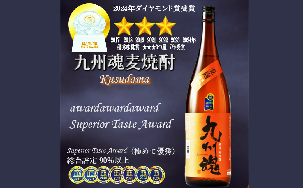 国際味覚クリスタル賞受賞入 長崎特選むぎ焼酎飲み比べ720ml 合計4本 ( 九州魂・軍艦島ながさき満々・霧氷 )