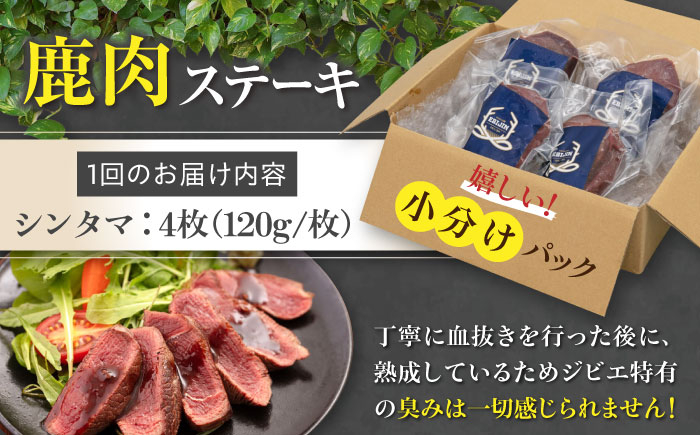 シンタマ120g×4枚 北海道 ジビエ 鹿 シンタマ 希少部位 ステーキ ステーキ用 赤身 冷凍